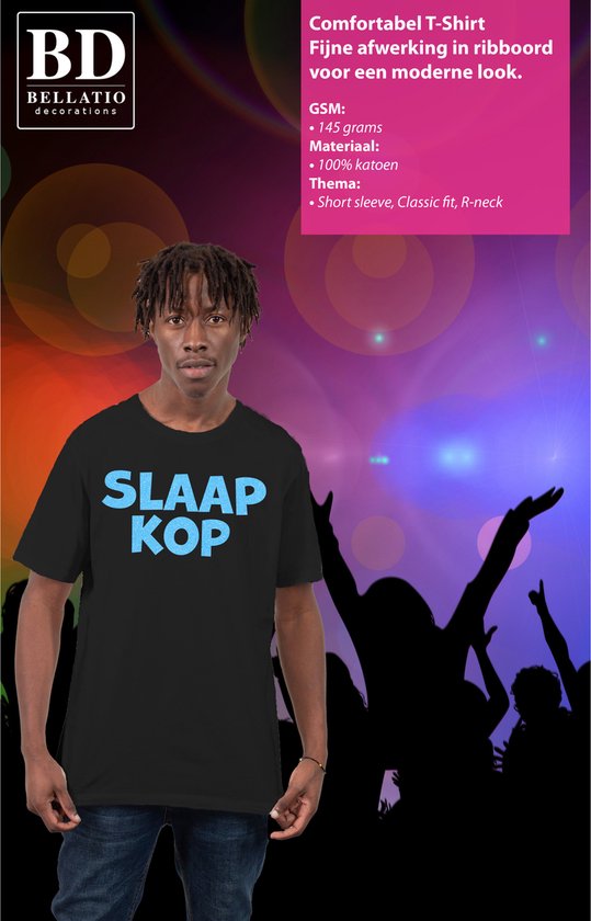 T-shirt fantaisie pour homme Bellatio Decorations - Sleepy Head - Pyjama party - Noir - Bleu pailleté - Soirée à thème S