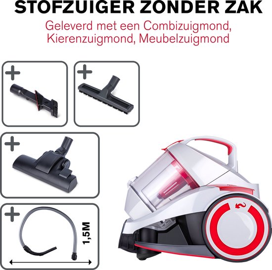 Dirt Devil Aspirateur sans Sac - DD2505-800 W - Filtre HEPA 12 - Portée