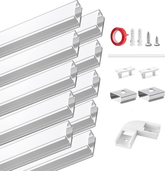 Foto: Led aluminium profiel voor led strips u vorm 10 meter met accessoires