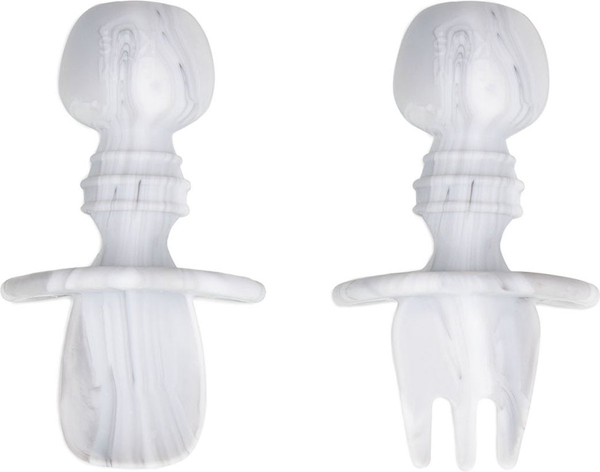 Goedkoopste Bumkins - Chewtensils® siliconen baby lepel en vork - Marmer