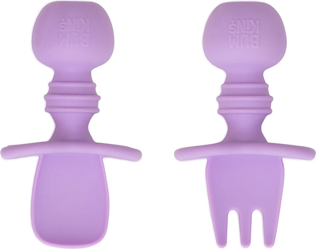 Goedkoopste Bumkins - Chewtensils® siliconen baby lepel en vork - Lavendel