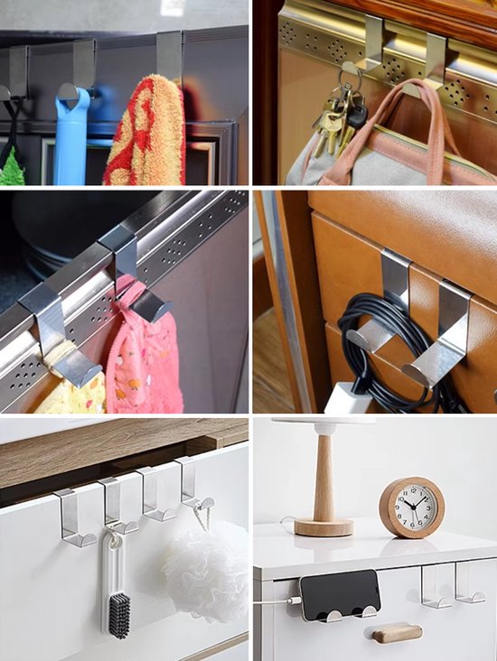 EPIN 3D | Ensemble de 2 supports de cuisine | Porte-serviettes | ACIER INOXYDABLE | Crochet de porte