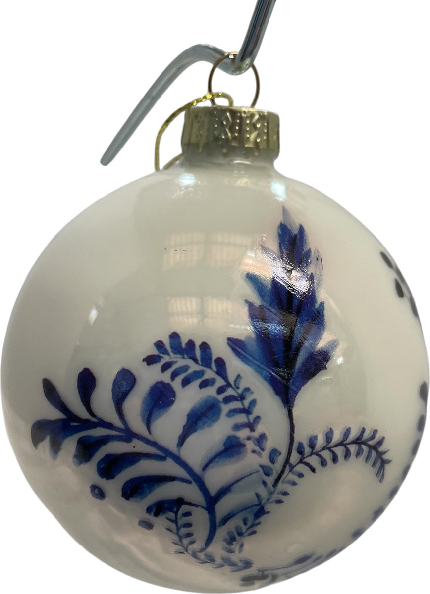 2 Kerstballen Delftsblauw kleur nr. 8