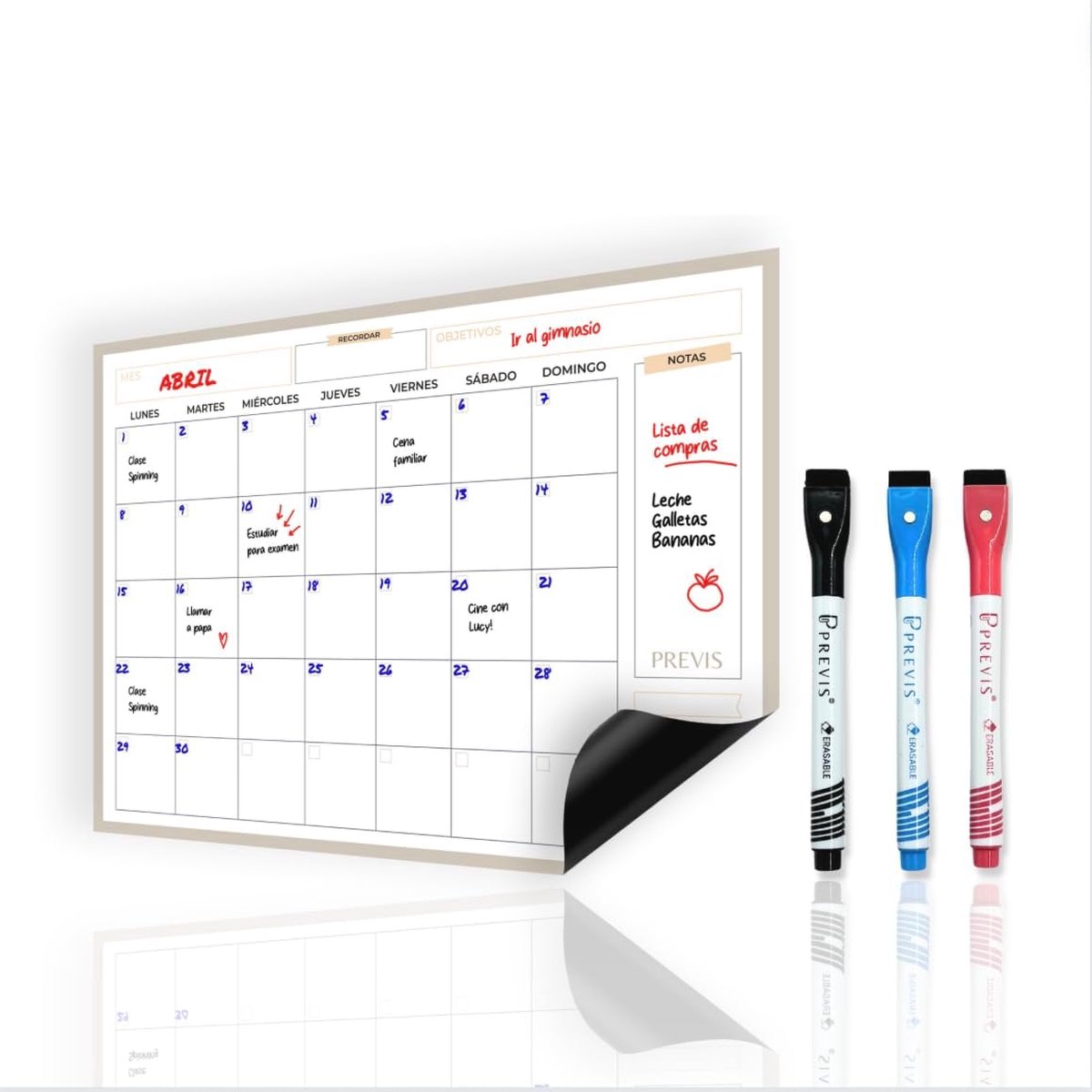 Magnetische Maandkalender voor de Koelkast A4 - 2024 Week- en Menu Planningsysteem
