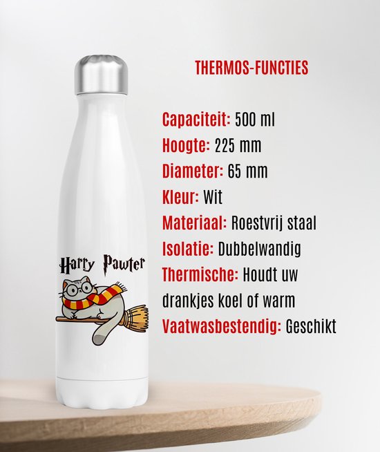 Piu Forty thermofles planet metalen drinkfles katten | ZIN Aan Tafel
