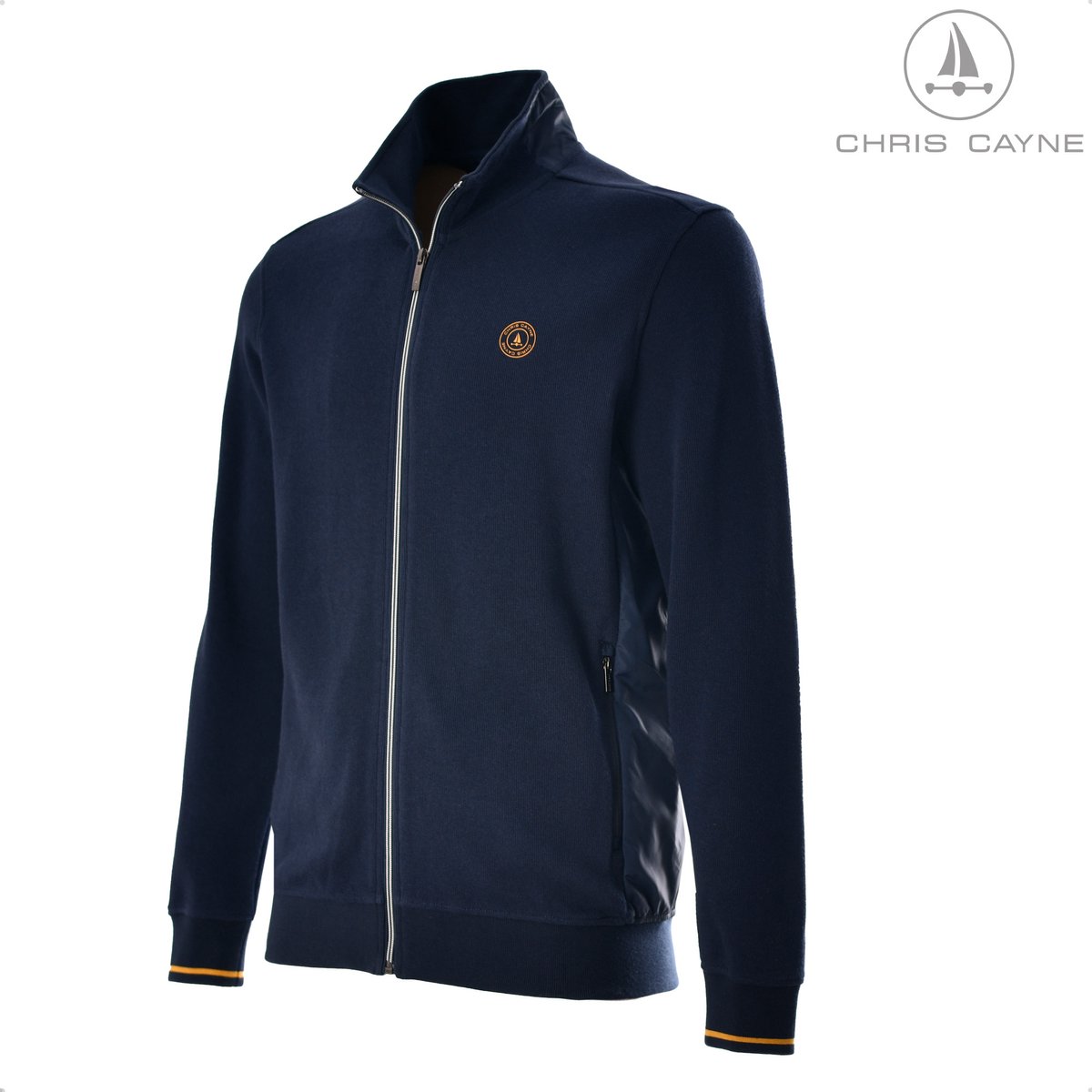 Chris Cayne herenvest - XXL - donkerblauw - afgezet met Nylon - dun herenvest - doorrits - zakken met rits - jersey - grote maten