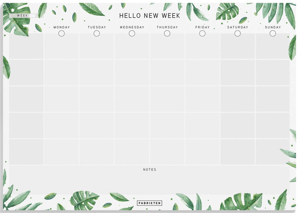 Fabrikten Weekplanner - Botanisch - Groen - Engels - A4