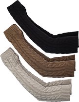 Feelorna Gebreide vingerloze handschoenen voor dames, winter, pluche wanten, polsen, warme arm, handschoenen met duimgat, wit, Eén maat