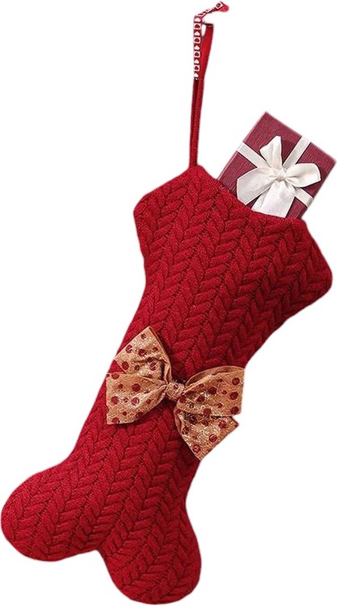 Nina's Giftshop® Rode Kerstsok Hondenbot - Kerstsok voor Hond & Kat - Kerstdecoratie - Huisdier Cadeau