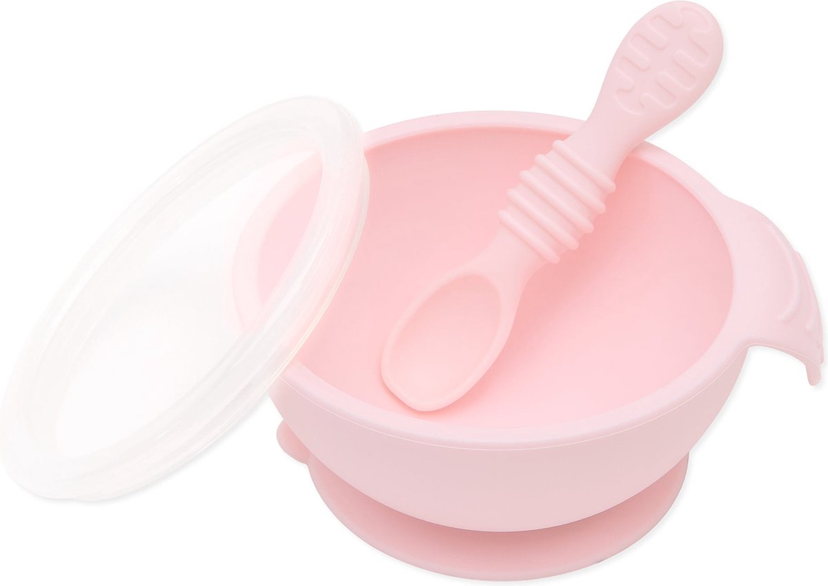 Goedkoopste Bumkins - Siliconen eerste baby eetset - Roze