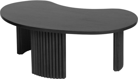 Salontafel Firenze Boonvorm Massief Mangohout Zwart 125x80x43 cm - Moderne Organische Woonkamertafel - Unieke Zwarte Houten Salontafel - Handgemaakt Design tafel