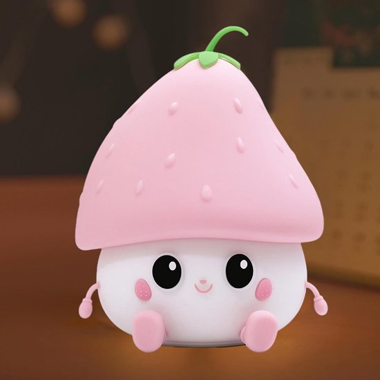 Aardbeien Nachtlampje met Verstelbare LED Verlichting - Roze - Schattige en Draagbare Nachtlamp met Lange Werktijd - Veilig Siliconen Design - Perfect als Cadeau voor Kinderen en Feestdagen van Allianceton — afbeelding 3