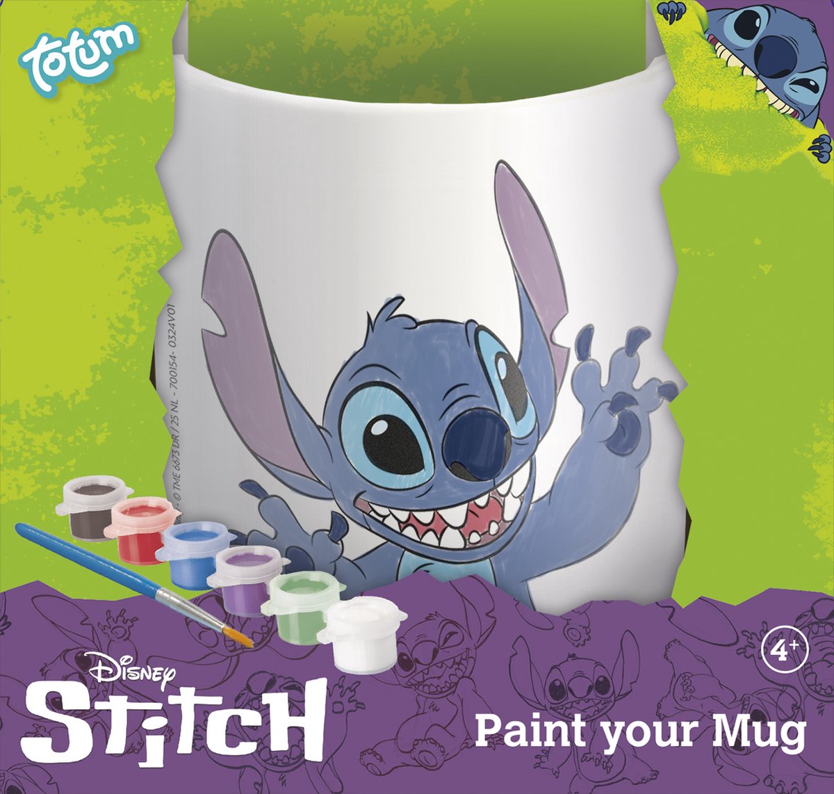 Disney Stitch inkleurbeker - Totum knutselset keramieken mok incl. verf en penseeltje - cadeau tip speelgoed meisjes en jongens knutselen Lilo & Stitch — afbeelding 4