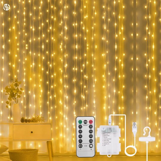 Lichtsnoer op batterijen, 10M 100LEDs Warm Wit Lichtjesslinger, Waterdicht LED Fairy Lights voor tuinen huizen bruiloft kerstfeest, boomdecoratie( Warmwit