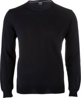 OLYMP modern fit trui wol - O-hals - zwart - Maat: 4XL