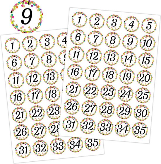Cijfer Stickervellen - Nummer Stickers van 1 tot 35 - Cijfers Stickers - Stickervellen met Getallen - Huisnummer Stickers - Stickers Getallen - Nummer Stickers - Aftel Stickers - Beloningsstickers - Kalender Stickers - Bullet Journal Stickers
