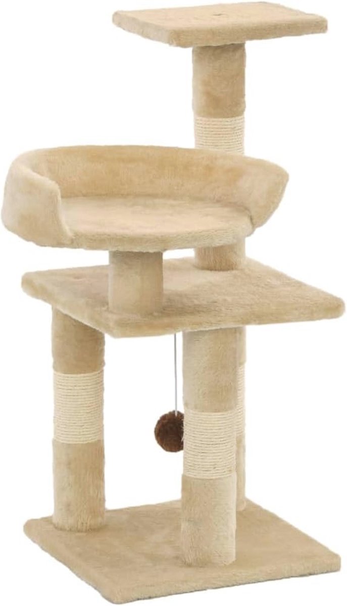 Kattenkrabpaal met Sisal en Speelruimte voor Katten - Beige Krabpaal