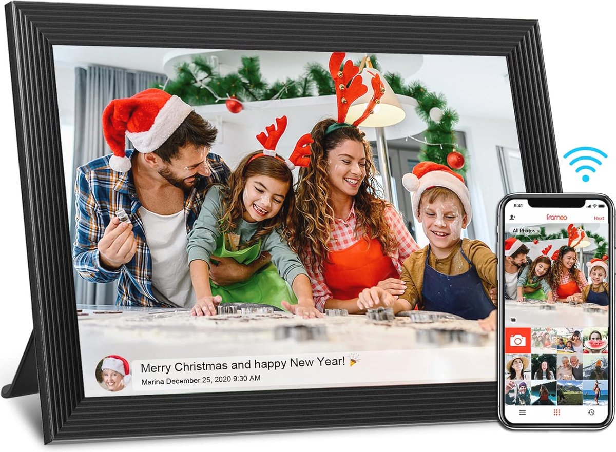 Digitale fotolijst 10,1 inch met WiFi en touchscreen - 1280 x 800 resolutie, 16 GB geheugen, muurmontage en automatische rotatie