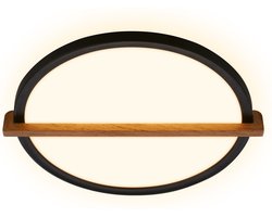 BRILONER Remsa - LED Plafonniére - plafondlamp met indirect licht - warm wit licht - 29 x 31,5 x 4 cm - zwart hout