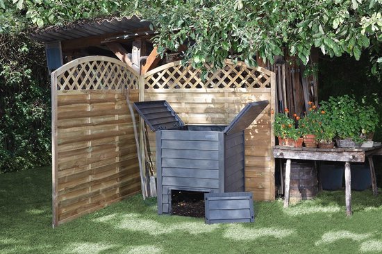 Grote compostbak met houtlook 600 liter - snel composteren en ...