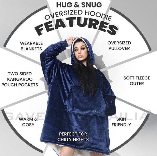Super Zachte Deken met Capuchon voor Dames en Heren - Warme Fleece Deken Hoodie met Voorzak - One Size van The Friendly Toast — afbeelding 3