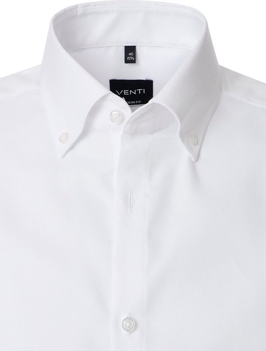 Wit Venti Overhemd Oxford Weving Modern Fit Strijkvrij - L
