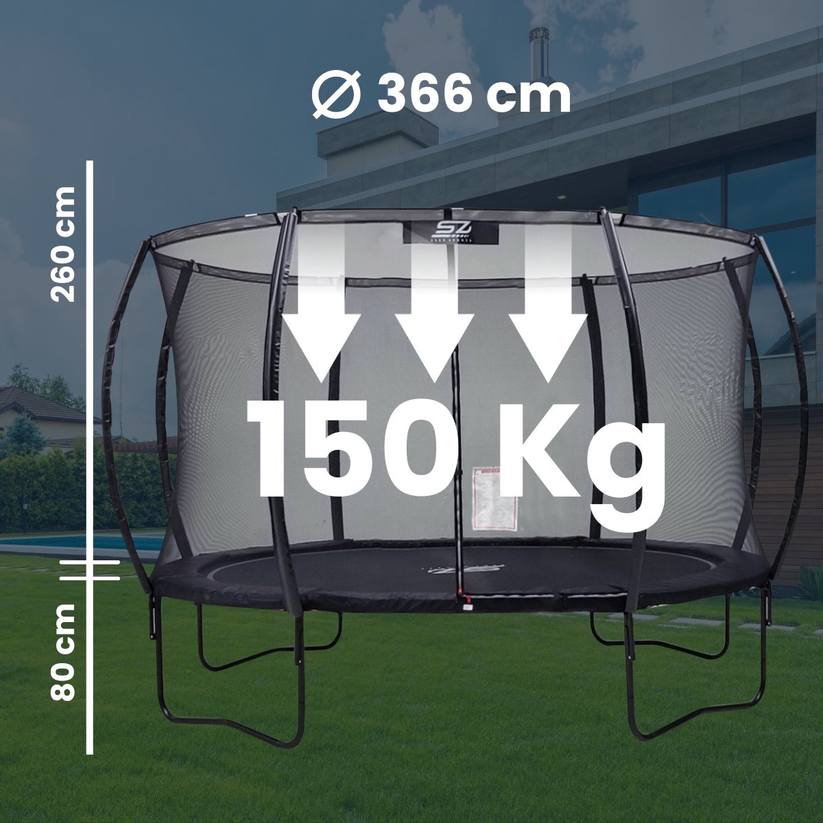 Senz Sports - J5000 Premium - Trampoline - 366 cm - Rond - Met Elastieken — afbeelding 9