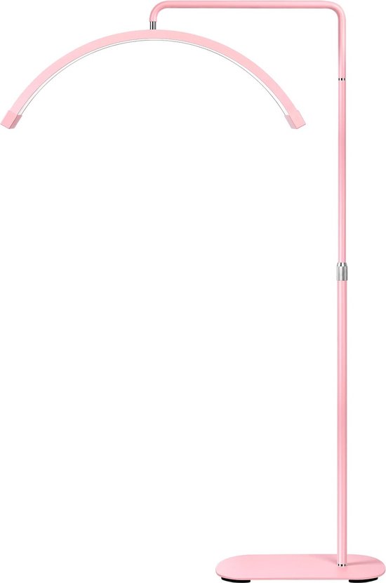 SMOCTAR Lash Light voor wimpertechnologie, halve maan lamp voor wimperverlengingen met wielen en telefoonhouder, opvouwbare led-vloerlamp, schoonheidsspecialiste licht voor tatoeages, nagels