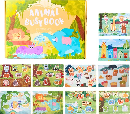 Foto: Montessori busy board book quite book bosdieren educatif spel voor kinderen 3 tot 5 jaar stickerboek activiteitenboek voor peuters