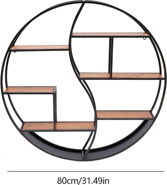 Muurplank Rond DHN Muurplank Hout Metalen - Muurdecoratie - Wandplank - Wandrek ...