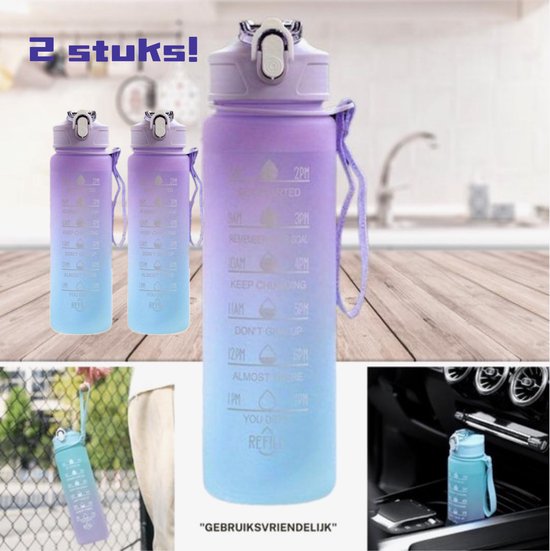 Drinkfles, motiverende waterfles met tijdmarkering, sport