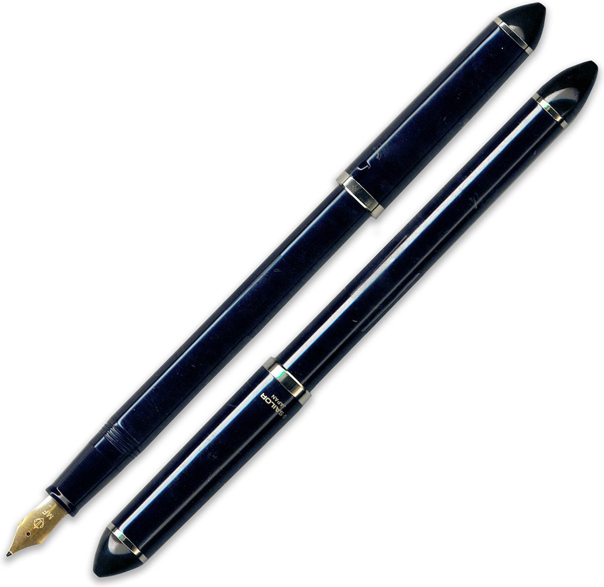 Sailor Fude-De-Mannen Script Kalligrafie Pen Navy Blauwe Body, Nib Angle 40 °C Degrees + een Sailor Converter