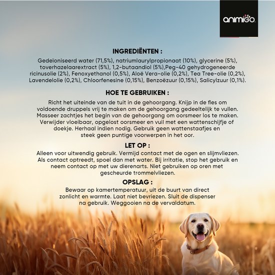 Natuurlijke Oorreiniger voor Honden en Katten - 250 ml - Verbeter de Oorhygiëne en help het verminderen van Oorinfecties - van animigo