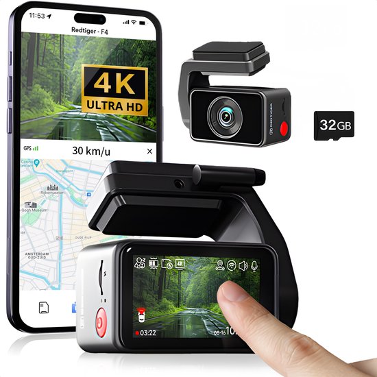 Road Angel Halo Guard Dashcam - 2K - With Wifi - GPS - Loop recording