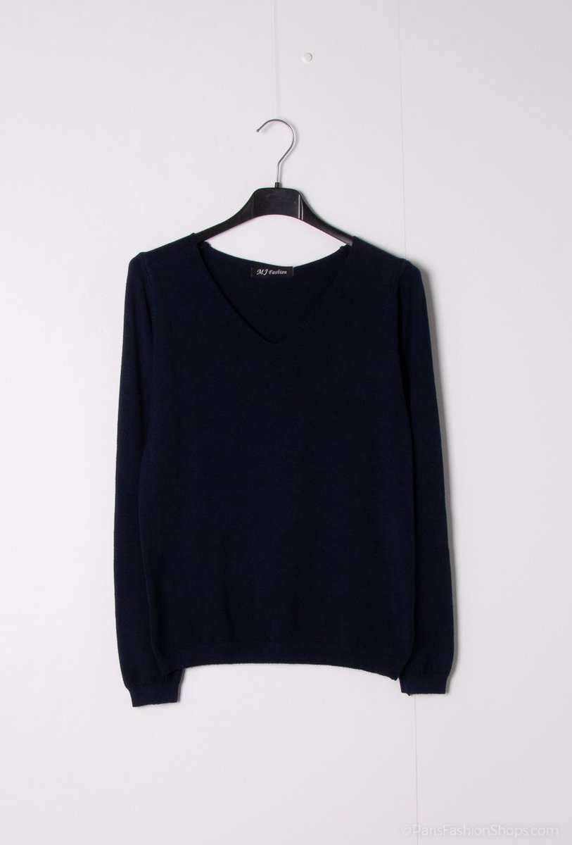 Zwart Viscose Fijngebreide Trui V Hals Trui Dames Zwart Warme