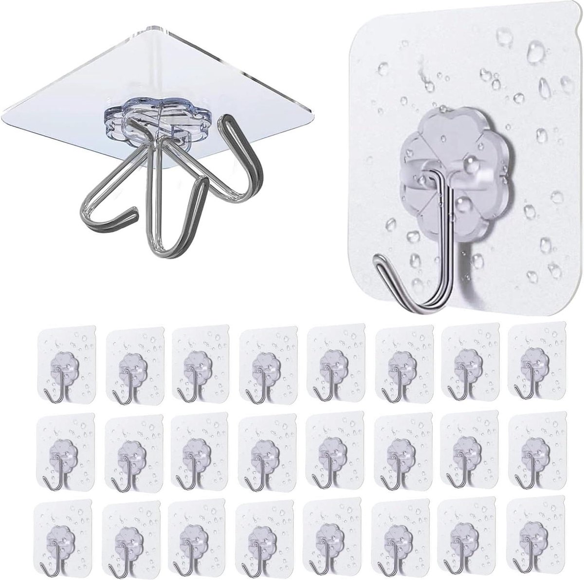 20pcs zelfklevende haken, transparante haken, Geen Boren, zelfklevende muurhaken, voor