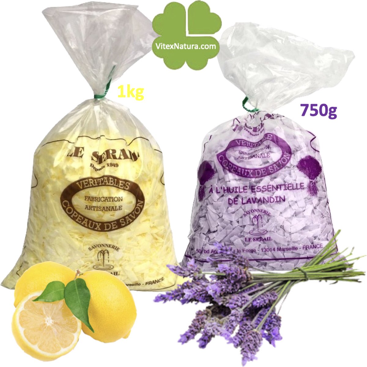 Goedkoopste Echte Marseille zeepvlokken 1750g | Citroen - Lavendel | Multifunctioneel | Franse ambacht | plantaardig, biologisch, hypoallergeen.