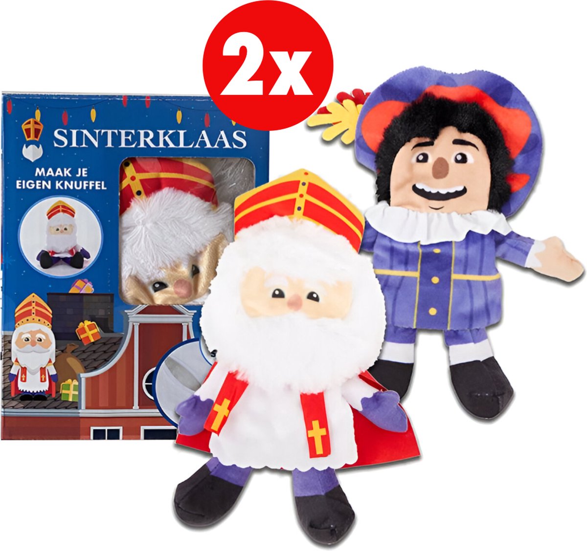 Maak je Eigen Sint & Piet Knuffels 2 Stuks Sinterklaas Knuffel Set Zelf te Versieren Sinterklaas & Helper Perfect voor Sinterklaasdecoratie en Cadeaus