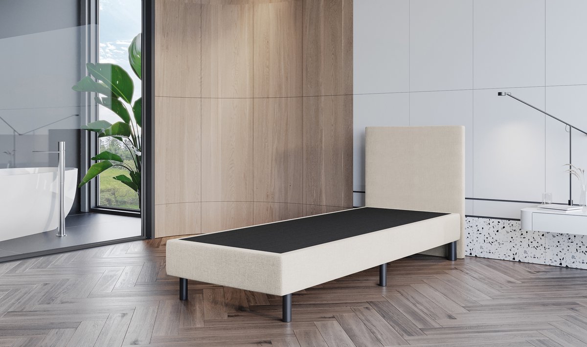 Boxspring Zonder Matras Fleur - 90x200 cm - Stof Beige
