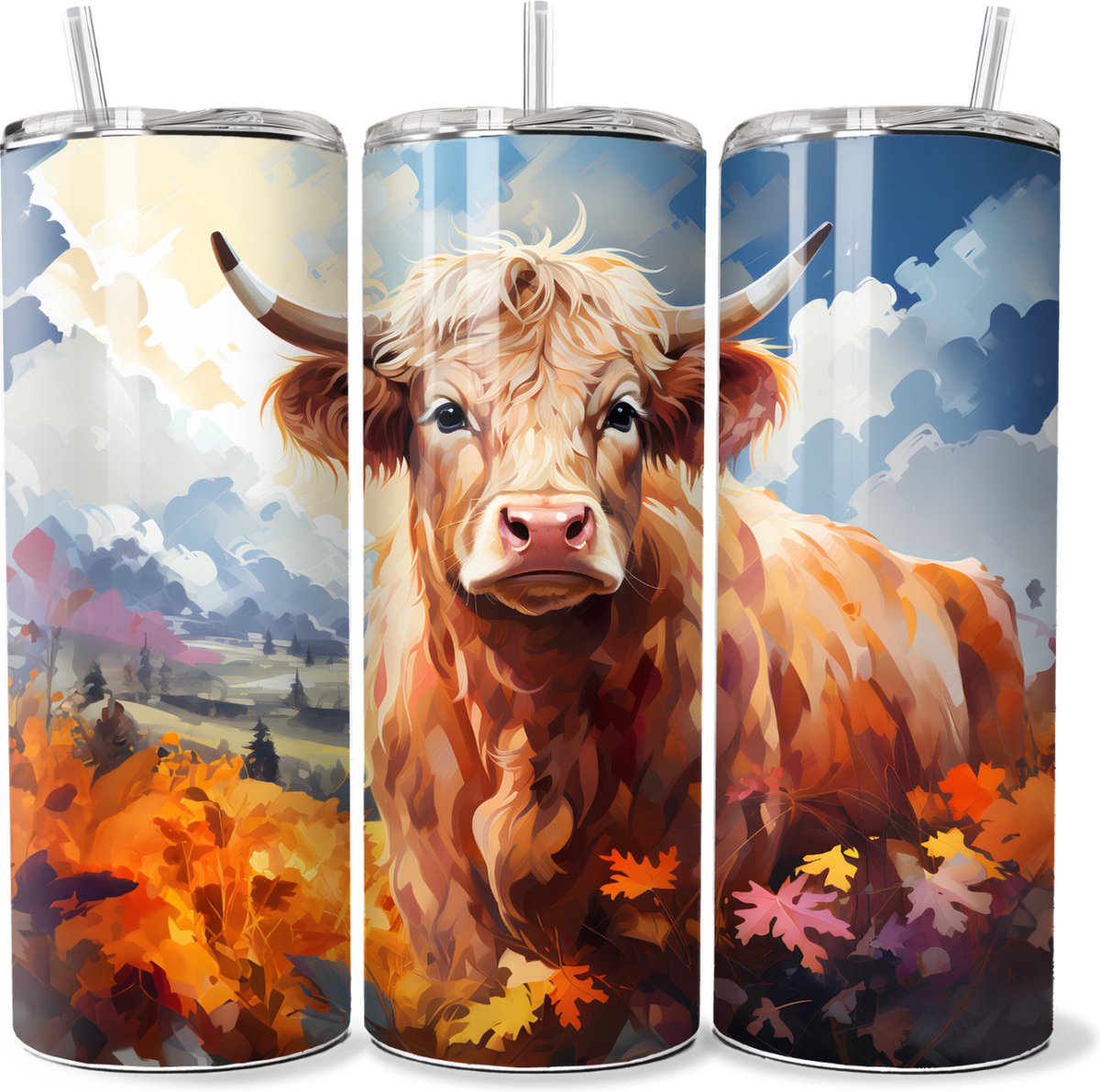 KadoDash - Tumbler - Drinkbeker - Isolatiebeker - Highland Cow - Hooglandse koe