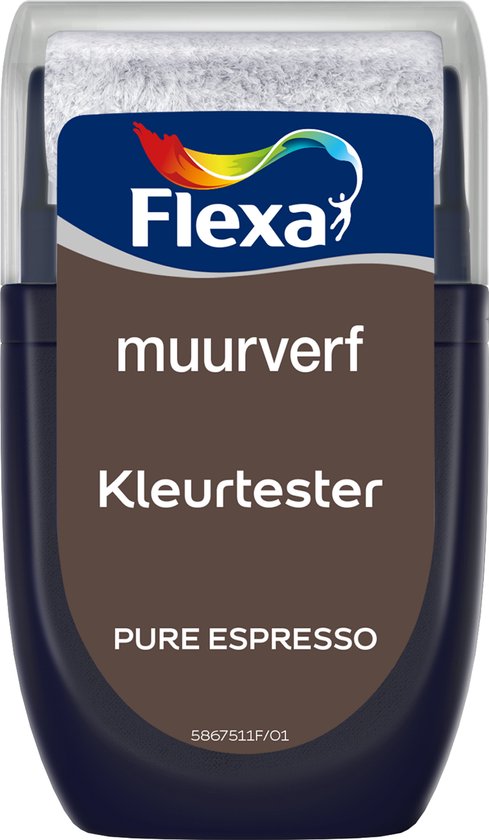 Flexa Kleurtester Muurverf Pure Espresso, 30 ML.