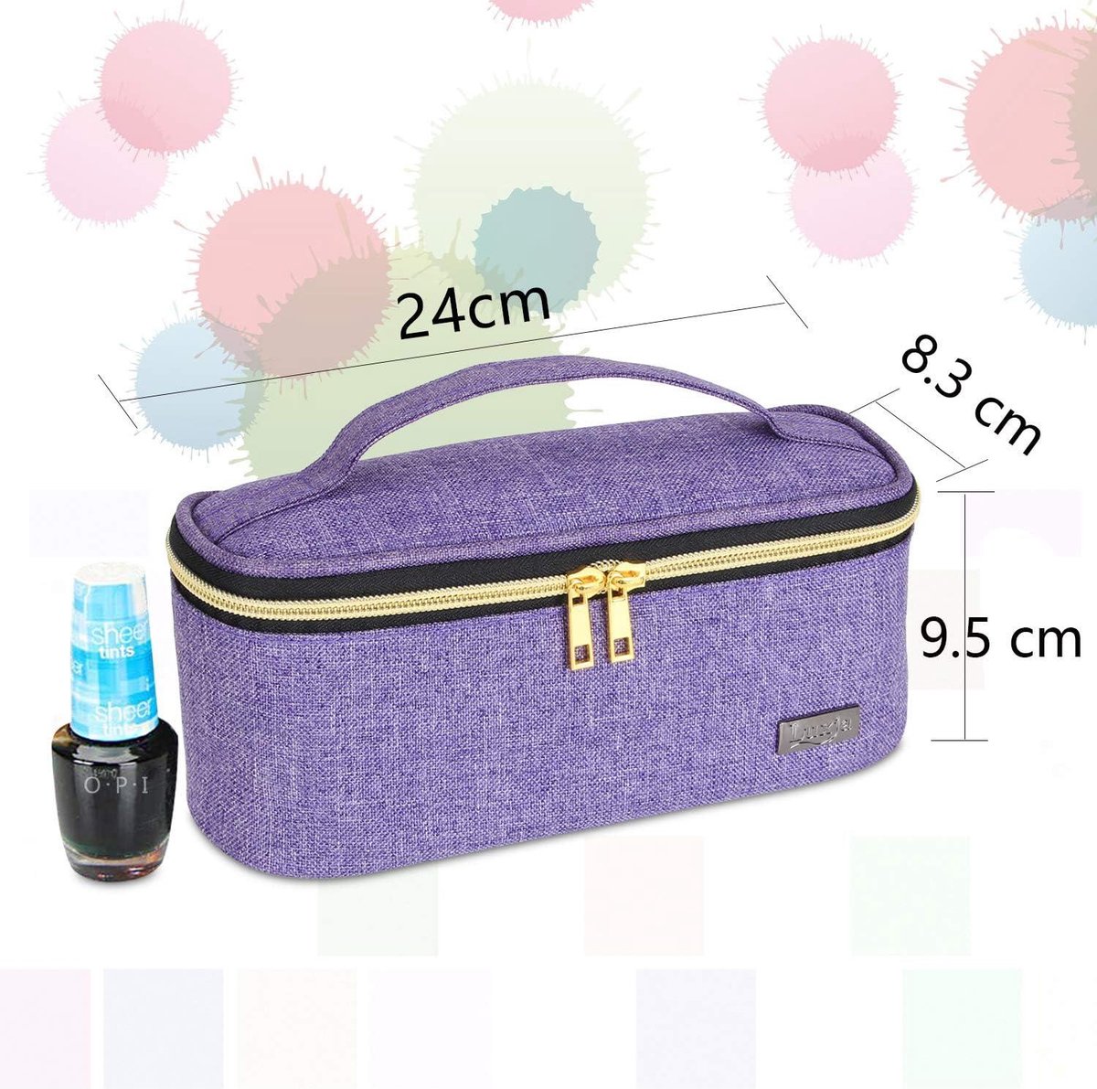Nagellak Opbergkoffer Houder Tas - 12 Flessen Capacity Paars nagellak koffer