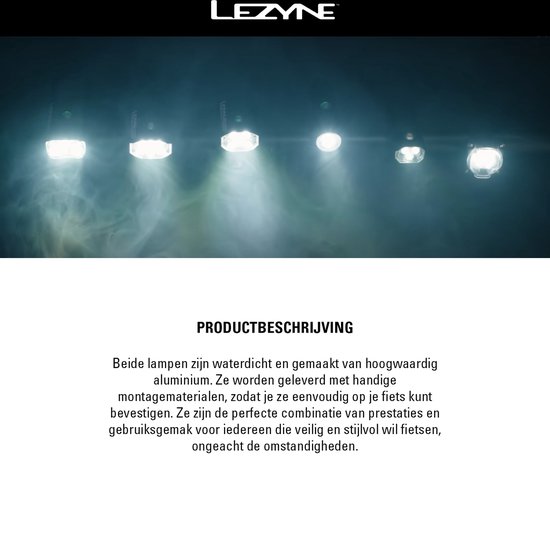 Lezyne Hecto Drive 500XL / KTV Drive Pair - Oplaadbare LED fietslampen - 8 standen - tot 500 Lumen - Accu tot 20 uur - Waterdicht - Zwart — afbeelding 2