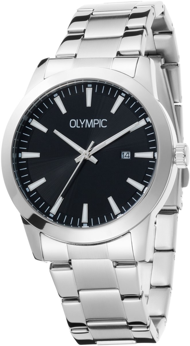 Olympic OL90HSS002 Frank Heren Horloge - Mineraalglas - Staal - Zilverkleurig - 42 mm breed - Quartz - Vouw-Vlindersluiting - 5 ATM (douchen)