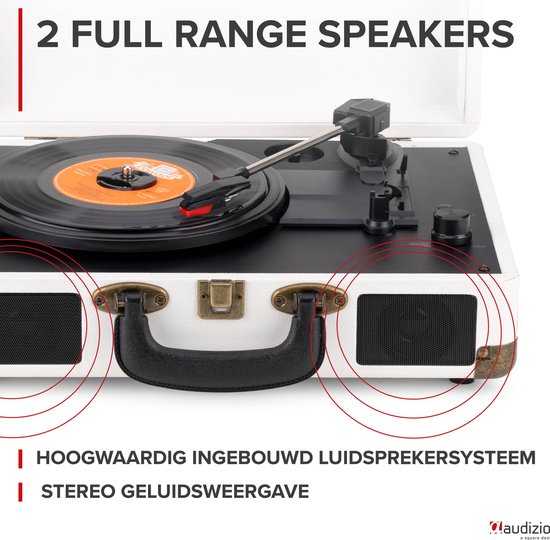 Platenspeler Bluetooth IN/OUT - Audizio RP116CR - 2025 model - Retro platenspeler met speakers - Crème — afbeelding 5