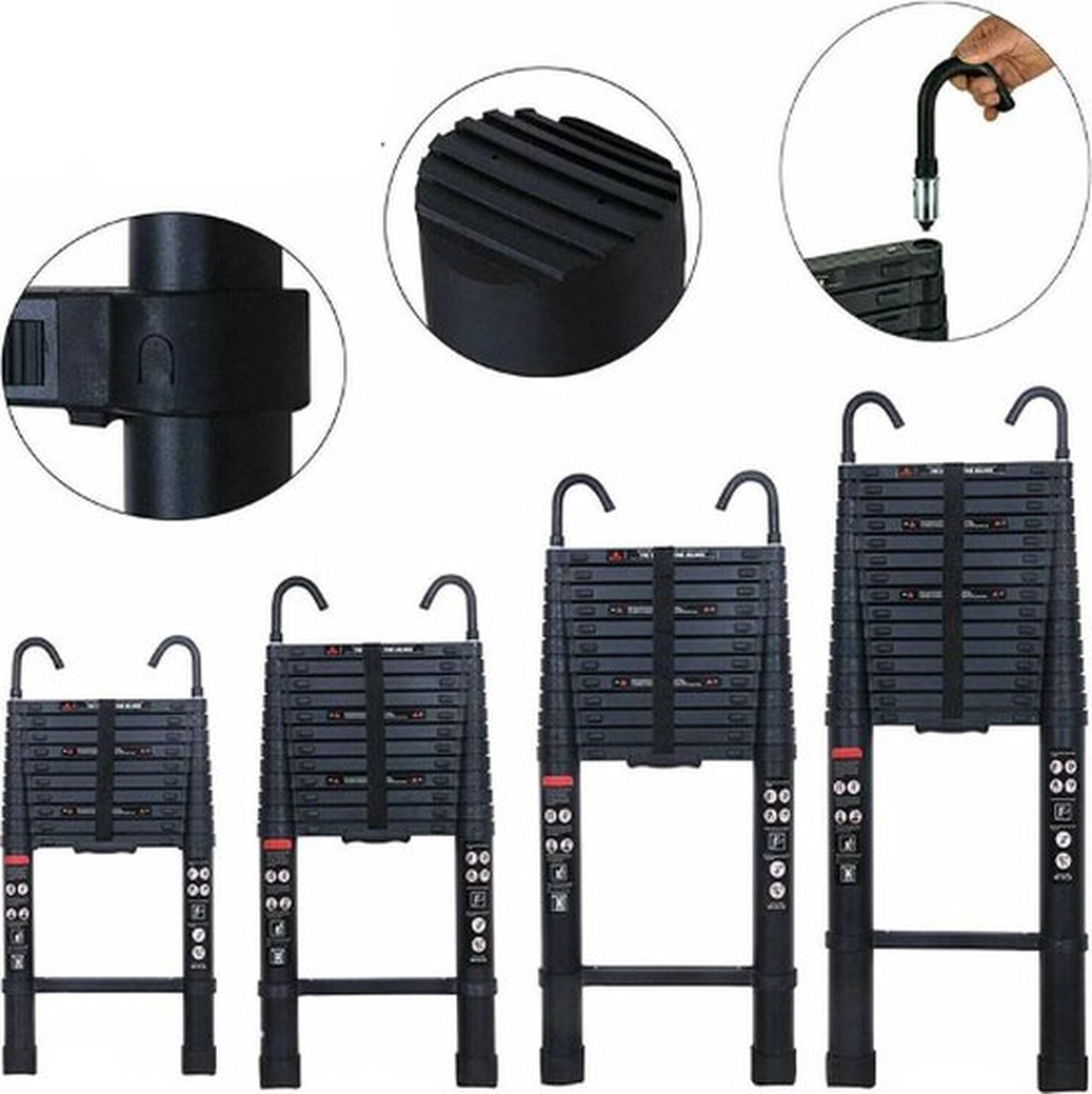 Thuys Telescoopladder - 6.2 Meter - Telescopische Vouwladder - Telescopische Ladder - Inklapbaar - Soft Close – Verstelbaar – foto 3