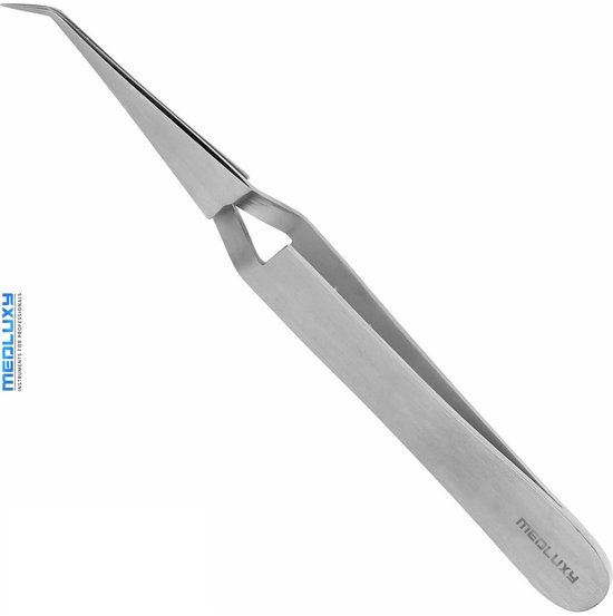 MEDLUXY® Pro - Hobbypincet - 12 cm - gekruist - gebogen fijne punt - RVS - Multifunctioneel - [MH0224] (EHBO,modelbouw, hobby, knutselen, electronica, pincet, klem, kruispincet)