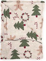 Mistral Home - PLAID DE NOËL - flanelle - 130 x 170 cm - Biscuits de Noël - Beige rouge