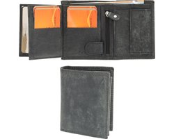Leren Portemonnee met RFID - 8 Pasjeshouders, Ritsvak, Muntvak & Meer - Billfold Unisex Portemonnee - Grijs - Echt Leer Portefeuille - 11x9x2 cm - Cadeau voor Mannen & Vrouwen