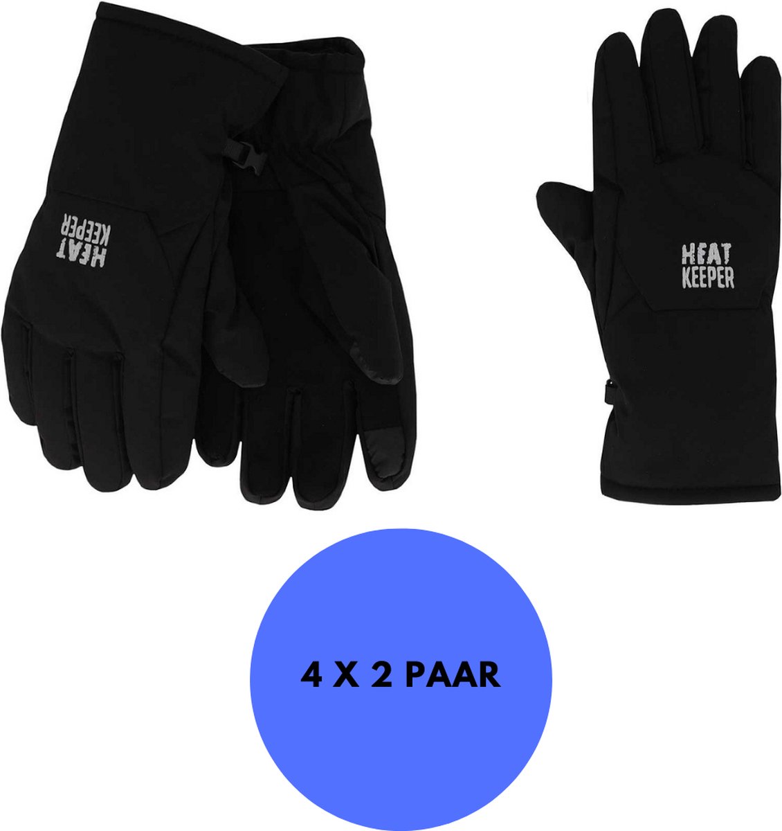 Heatkeeper Winterhandschoenen heren Softshell – I-Touch – 4-Paar Zwart